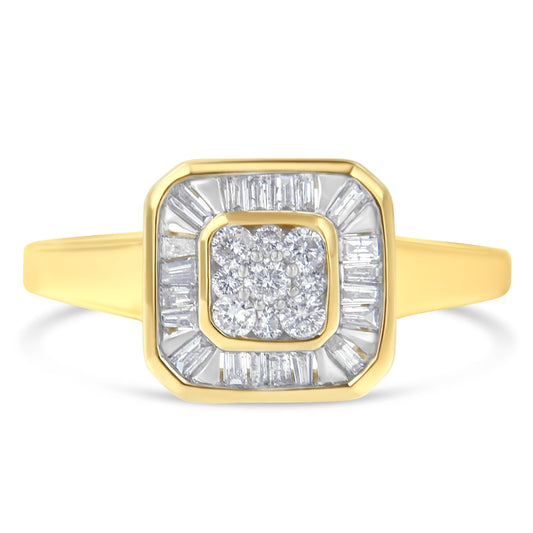 Anillo de cóctel de oro amarillo de 10K con diamantes (1/2 quilate total, color I-J, claridad SI2-I1) - Talla 6