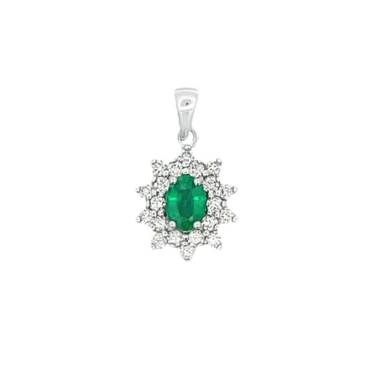 Colgantes de moda de diamante esmeralda de 1,43 ct en oro blanco de 14 K