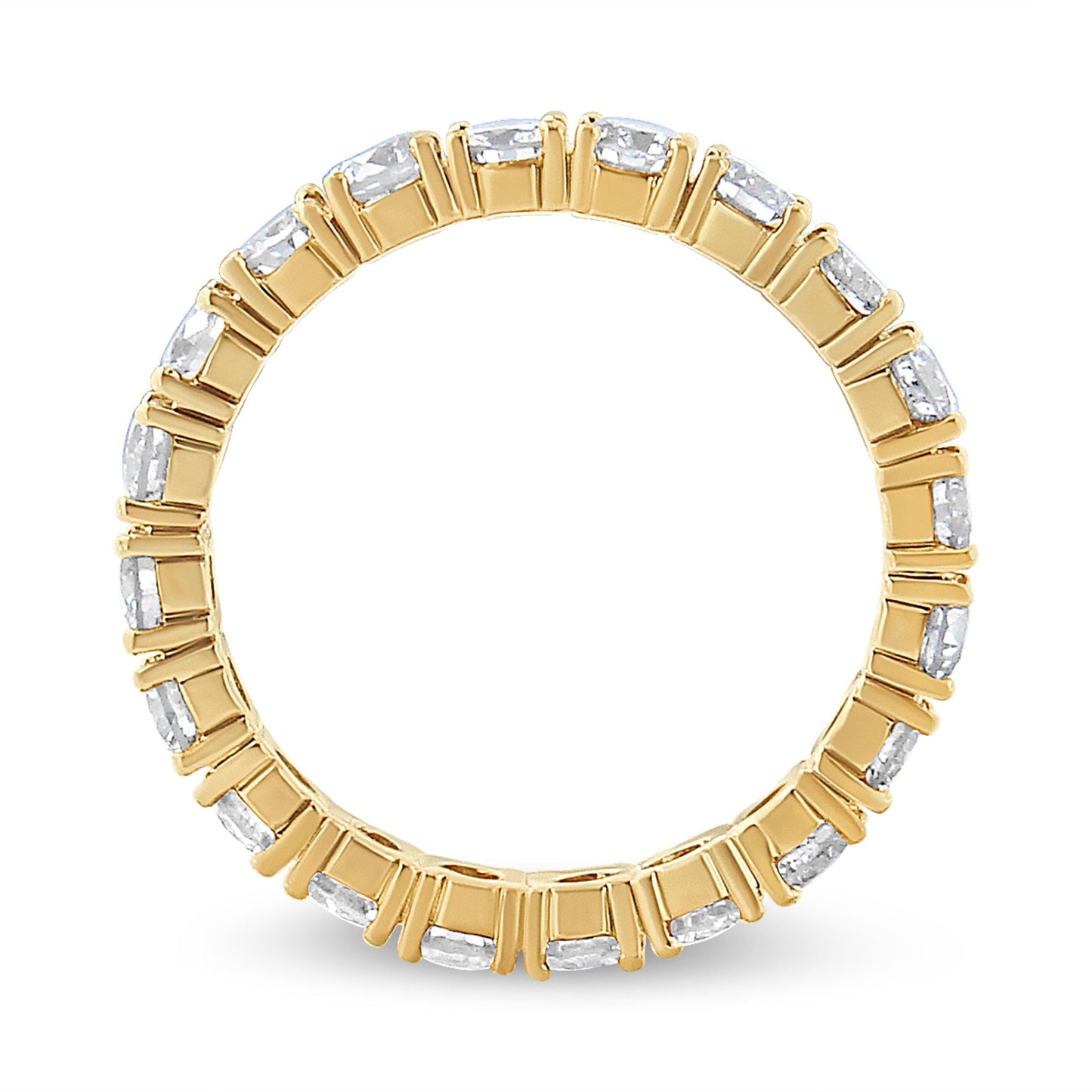 Anillo de eternidad de oro amarillo de 14K con diamantes redondos de 2,00 CT engastados en garras compartidas (Color J-K, Claridad VS1-VS2) - Talla de anillo 6.75