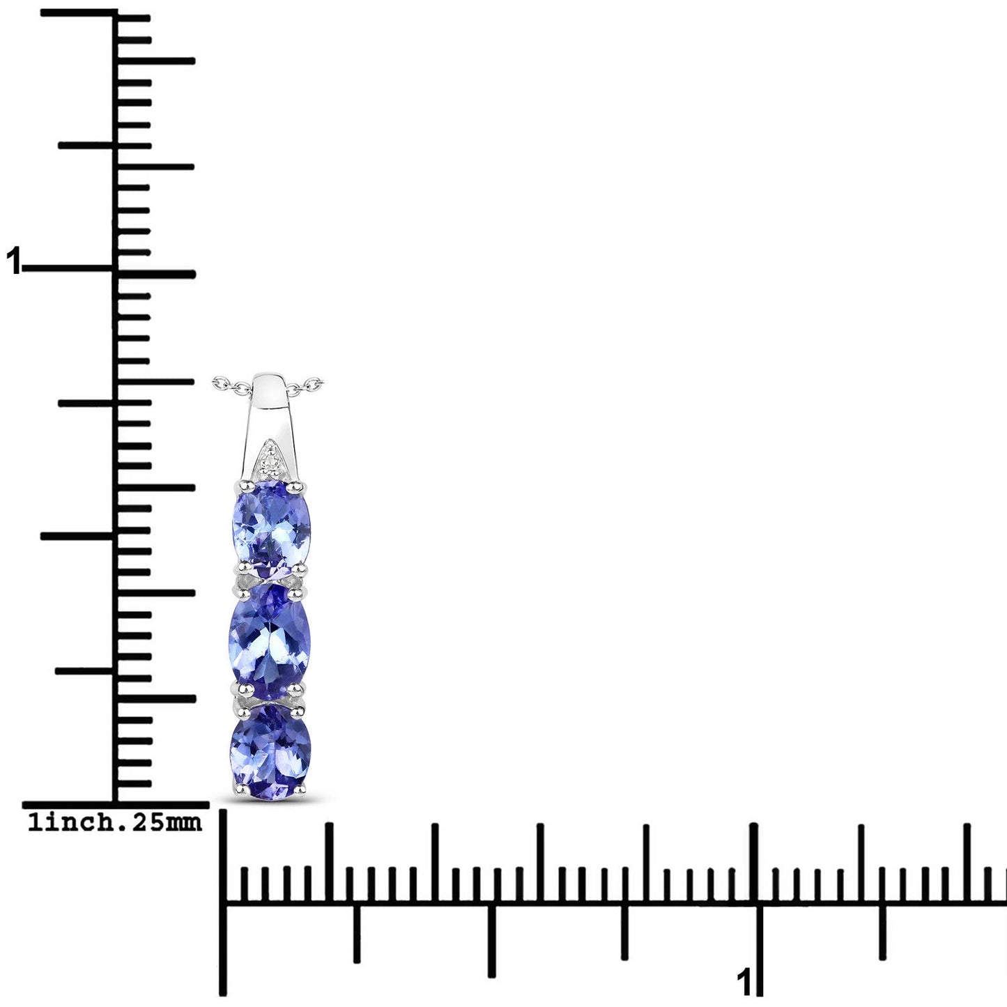 Colgante de plata de ley .925 con tanzanita genuina de 1,11 quilates y diamantes blancos