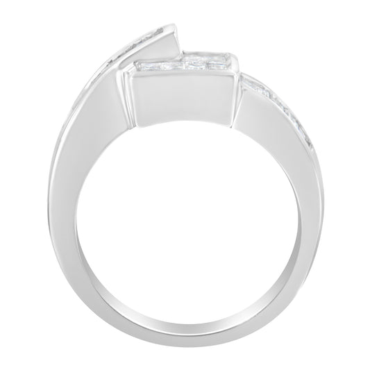 14K White Gold Princess and Baguette-cut Diamond Ring (1 1/3 Cttw, G-H Color, SI2-I1 Clarity) - Size 6-3/4