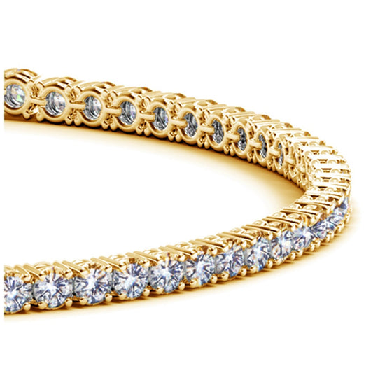 Pulsera de tenis de oro amarillo de 14k con diamantes redondos cultivados en laboratorio (3 ct. pt. F/G VS2/SI1)
