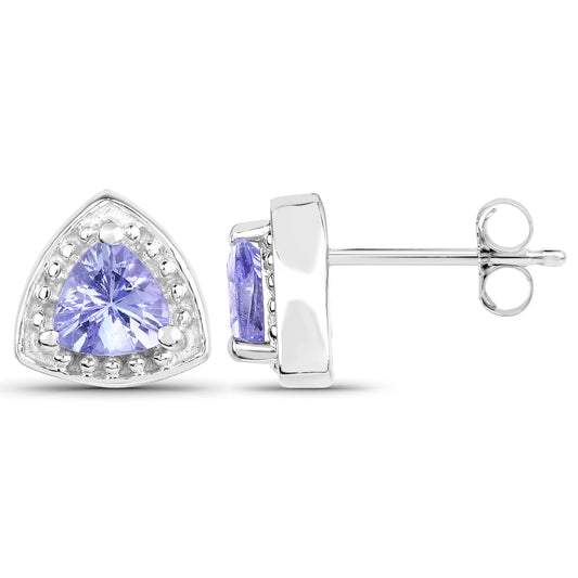0.86 Carat Genuine Tanzanite .925 Sterling Silver Earrings - view 2