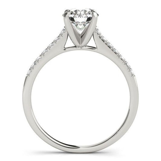 Anillo de compromiso de oro blanco de 14 quilates con diamantes engastados en hilera única (1 1/8 cttw)