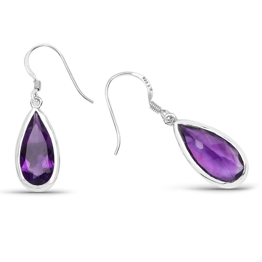 10.10 Carat Genuine Amethyst .925 Sterling Silver Earrings - view 2