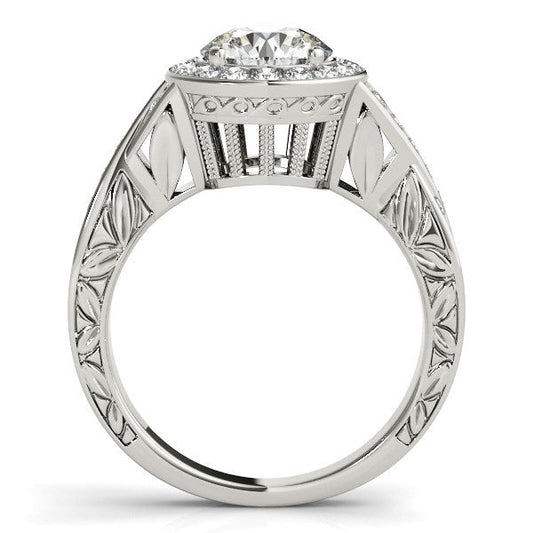 Anillo de compromiso de diamantes con halo en oro blanco de 14k (1 5/8 cttw)