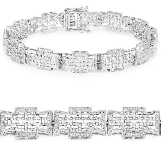 Pulsera de plata de ley .925 con diamante blanco auténtico de 0,48 quilates