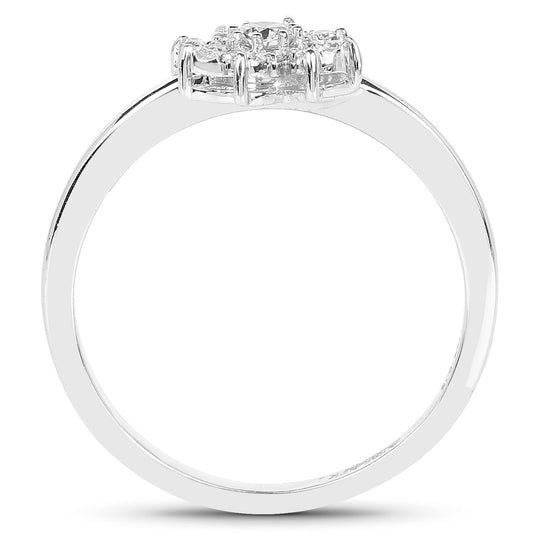 Anillo de oro blanco de 14K con diamante blanco genuino de 0,18 quilates (color E-F-G, claridad SI)