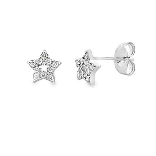 Pendientes de diamante de 0,05 ct de oro blanco de 14 kt