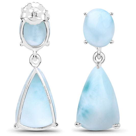 11.54 Carat Genuine Larimar .925 Sterling Silver Earrings - view 2