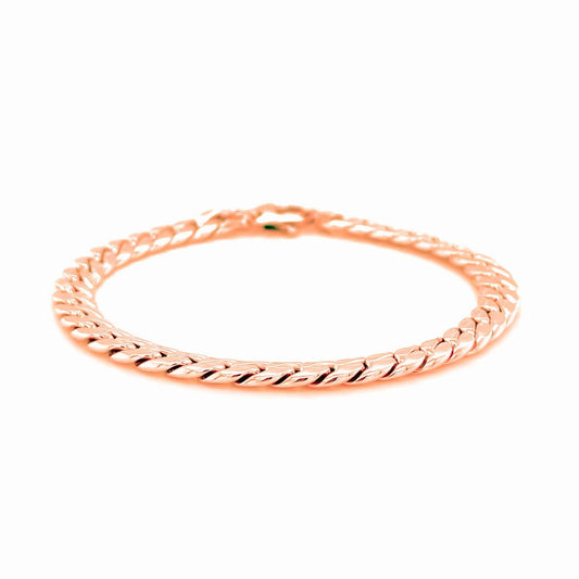 Pulsera eslabones cubanos de oro rosa de 14K