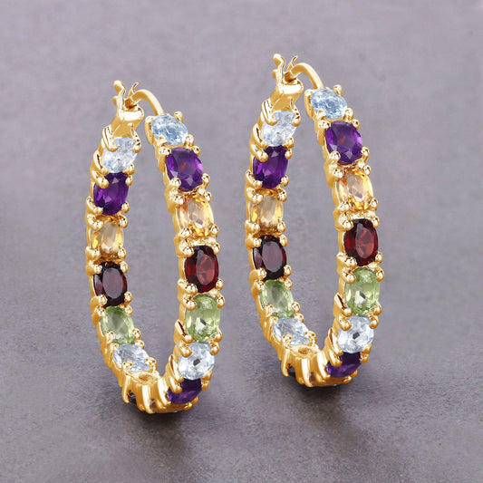 5.44 Carat Genuine Multi Stones .925 Sterling Silver Earrings - view 2