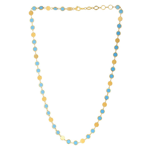 Collar de cadena con gema de espejo geométrico de turquesa en oro amarillo de 14k (5.00 mm)