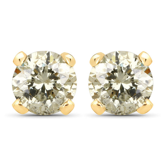 Aretes de oro amarillo de 14 quilates con diamantes genuinos LB de 0,98 quilates