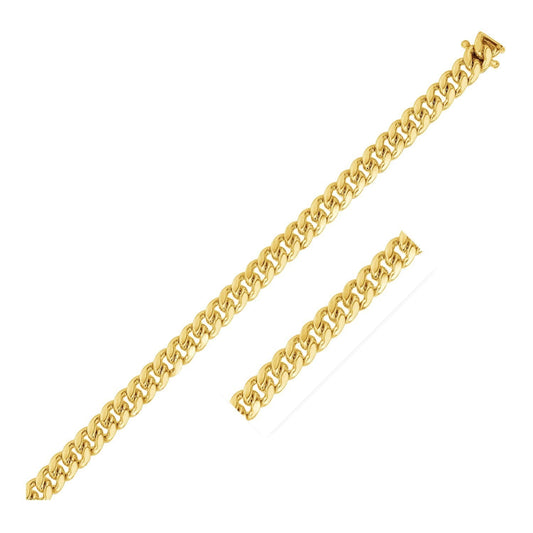Pulsera Sólida Clásica Cubana de Miami de Oro Amarillo de 10k (4.90 mm)