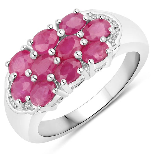 Anillo de plata esterlina .925 con rubí genuino de 2.20 quilates