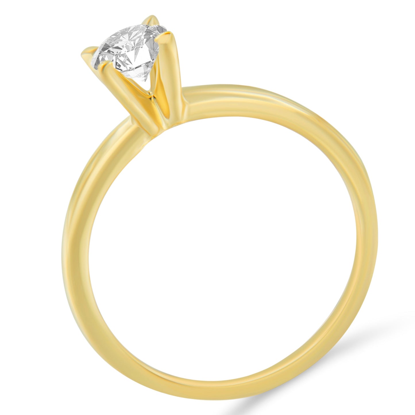 Anillo de compromiso con solitario de diamante de 0,50 cts. en oro amarillo de 14K certificado por GIA (color H, claridad SI1) - Talla 6