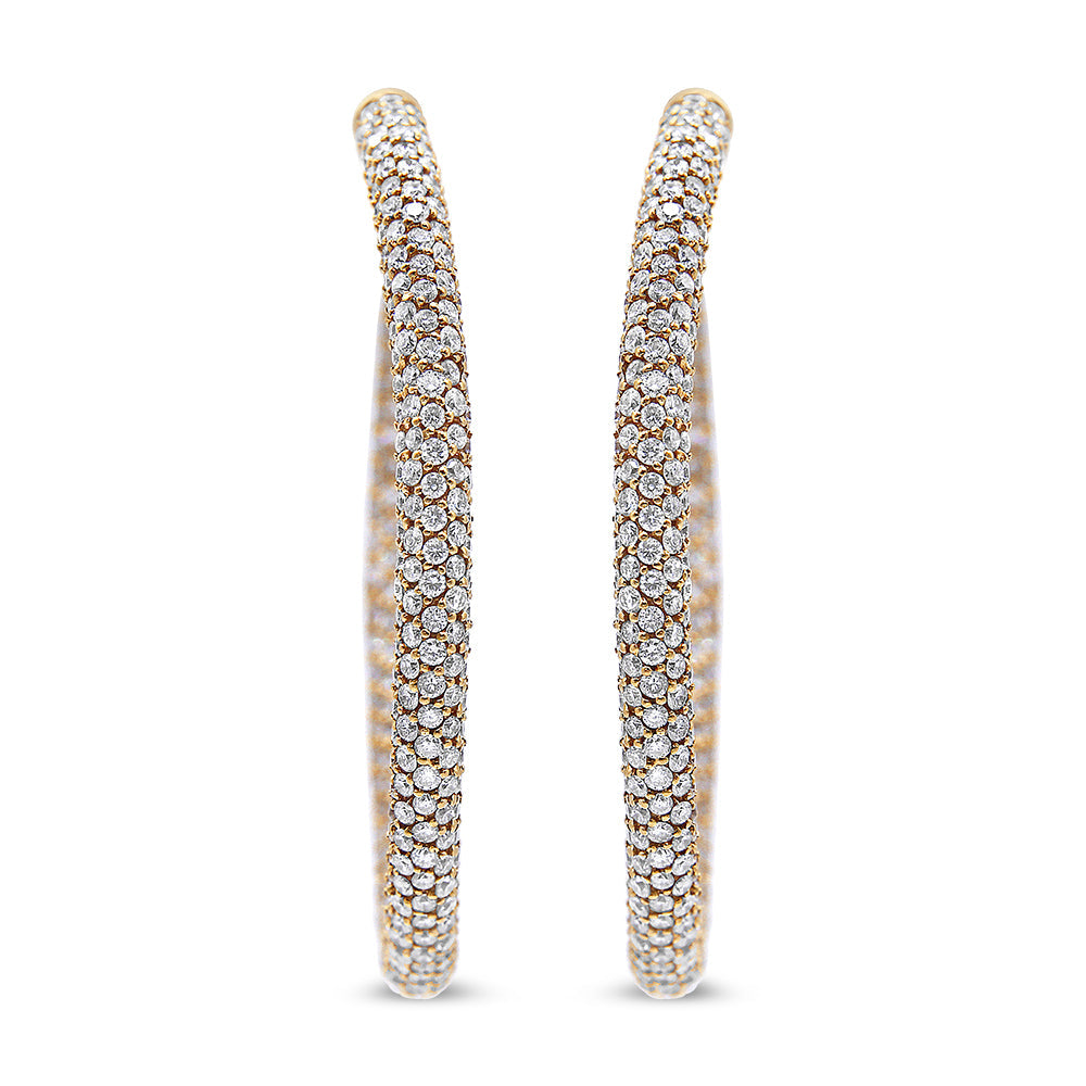 Pendientes de aro de eternidad (diamantes por dentro y por fuera) de oro rosa de 18 quilates con pavé de 6,90 quilates (color F-G, claridad VS1-VS2)