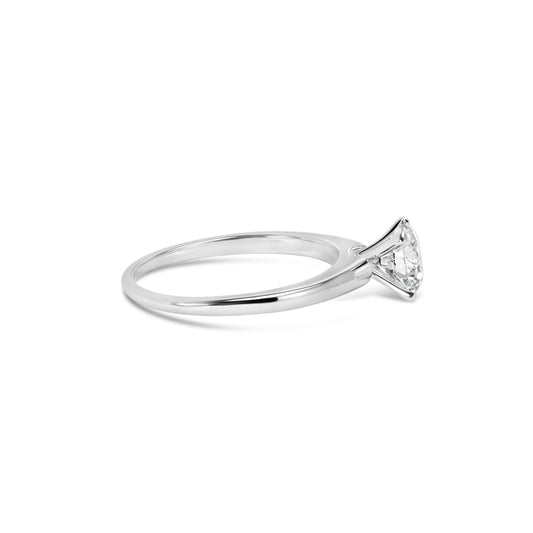 Anillo de compromiso solitario de oro blanco de 14 quilates con diamante redondo cultivado en laboratorio de 1,0 quilates y 4 puntas (color F-G, claridad VS2-SI1) - Talla 7