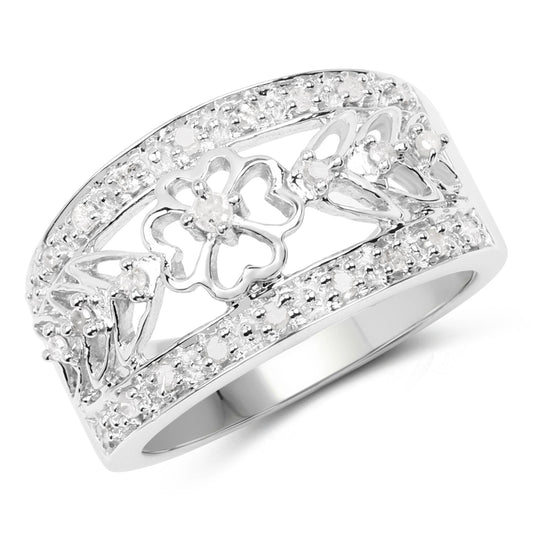 Anillo de plata esterlina .925 con diamante blanco genuino de 0.31 quilates