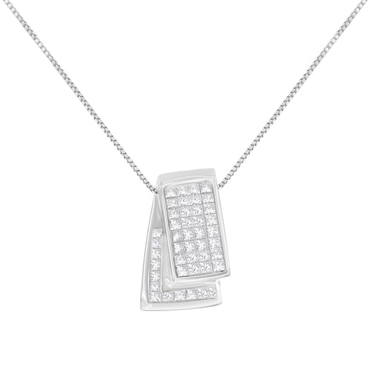 Collar con colgante de caja de diamantes de oro blanco de 14 K (1 quilate, color H-I, claridad SI2-I1)