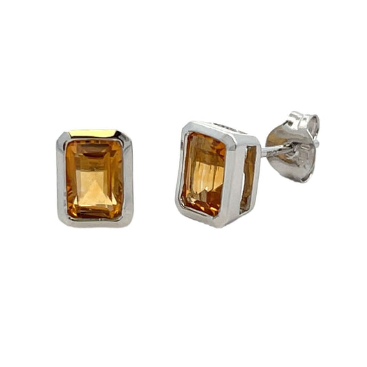 Pendientes de Citrino de 1.08ct Oro Blanco 10KT