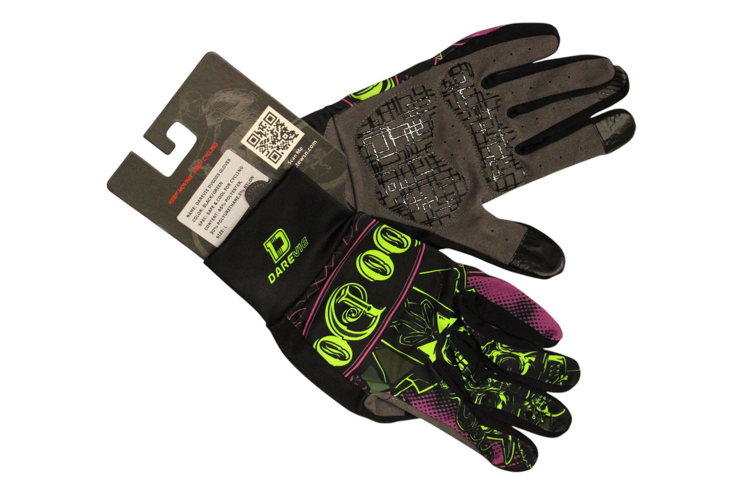 Darevie, Darevie, For Cycling, Synthetic Gloves, Black/Green, DVG003, Unisex - view 2