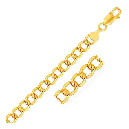 Pulsera de oro amarillo de 10k, diseño de cadena cubana lite (6.20 mm)