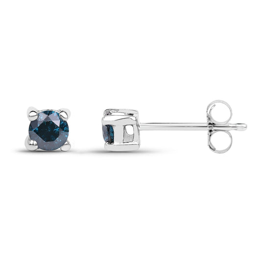 0.21 Carat Genuine Blue Diamond .925 Sterling Silver Earrings - view 2