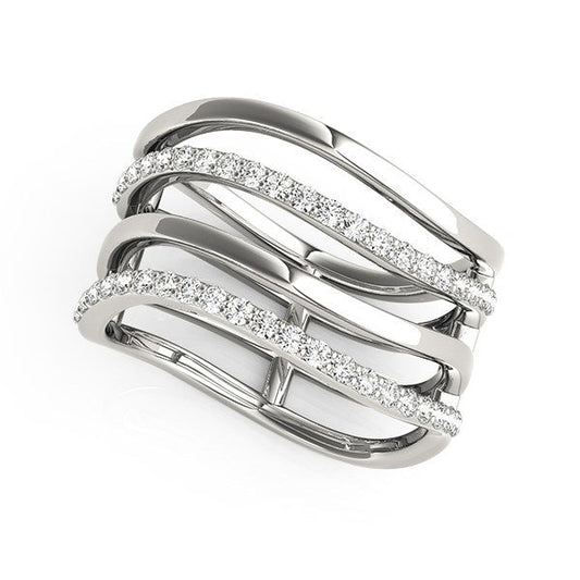Anillo de oro blanco de 14k con diseño de bandas múltiples y diamantes (3/8 ct. p.a.)