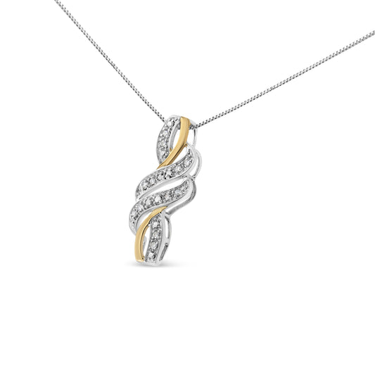 Collar con colgante de remolino de diamante de talla redonda de 1/20 cttw en plata de ley .925 chapada en oro amarillo de 10K (color H-I, claridad I2-I3)