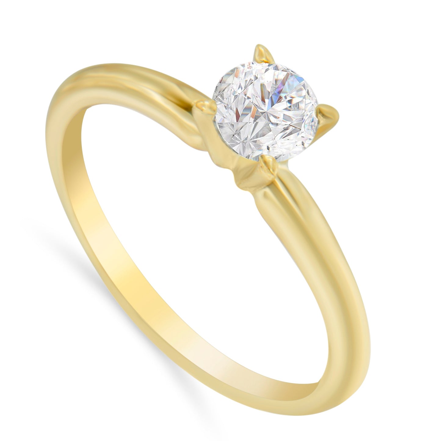 Anillo de compromiso con solitario de diamante de 0,50 cts. en oro amarillo de 14K certificado por GIA (color H, claridad SI1) - Talla 6