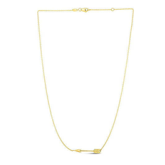 Cadena de Oro Amarillo de 14k con Colgante de Flecha Horizontal