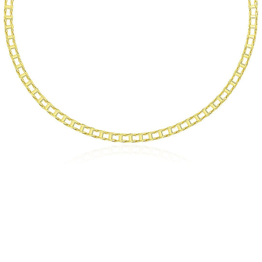 Cadena de oro amarillo de 14k para hombre con eslabones de diseño de riel