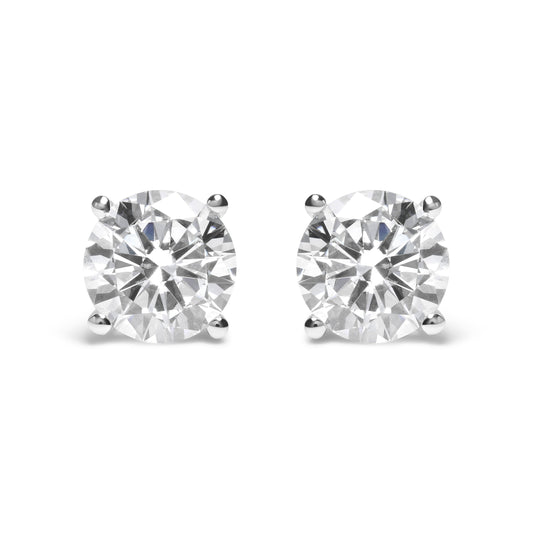 Pendientes IGI Certified de Oro Blanco de 14K, 5.00 Cttw, con Diamante Cultivado de Talla Brillante Redonda, Diseño Clásico de 4 Garras y Cierres de Rosca (Color F-G, Claridad SI1)