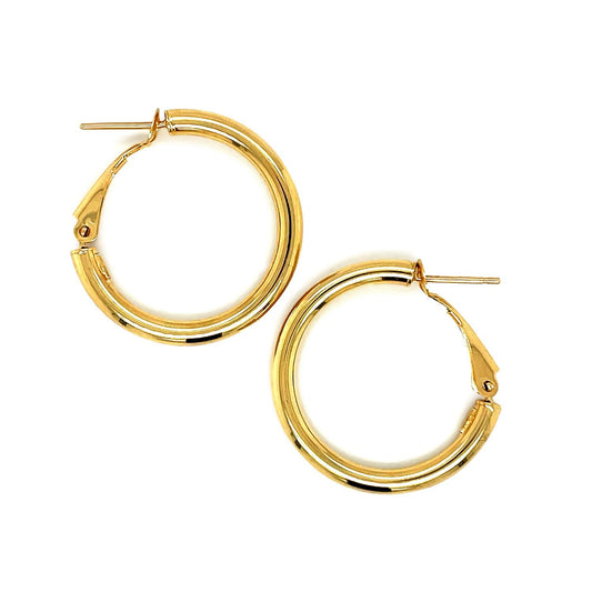 14k Yellow Gold High Polish Hoop Earrings (0.78 inch Diameter) - view 2
