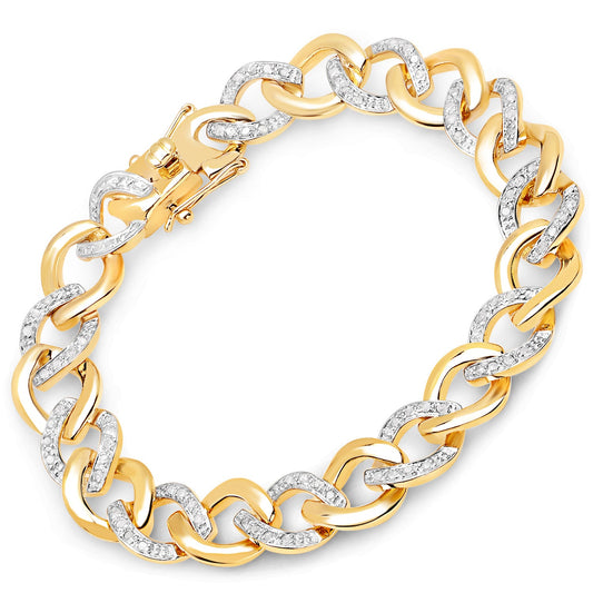 Brazalete de plata de ley .925 con diamante blanco genuino de 0,70 quilates