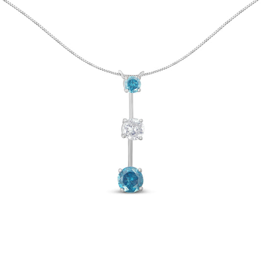 Colgante de oro blanco de 14 quilates con diamantes blancos y azules tratados de 1,5 quilates (H-I, I1-I2)