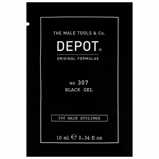 Depot, 300 Hair Stylings No. 307 Black, Botanical Complex, Hair Styling Gel, Temporary Coverage & Volume, Medium Hold, 10 ml