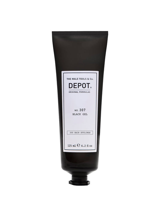 Depot, 300 Hair Stylings No. 307 Black, Botanical Complex, Hair Styling Gel, Temporary Coverage & Volume, Medium Hold, 125 ml