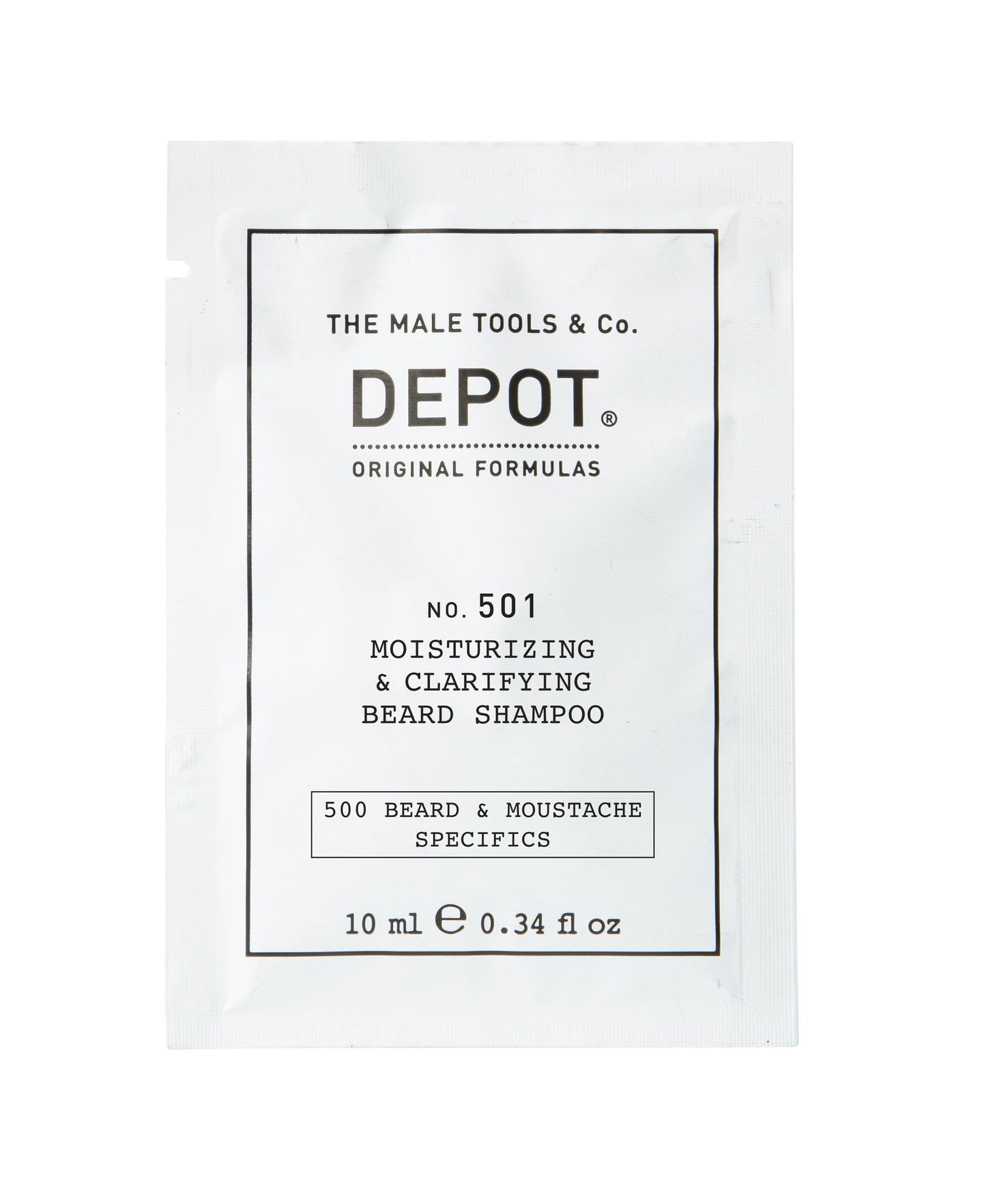 Depot, 500 Beard & Mustache Specifics No. 501, Pro-Vitamin B5, Beard Shampoo, Moisturizing & Clarifying, 10 ml