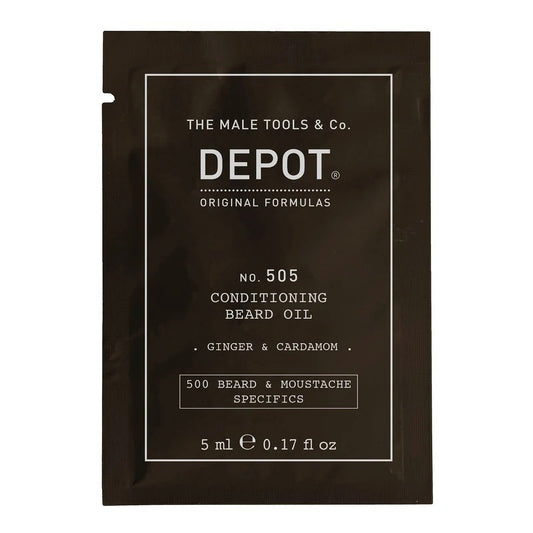 Depot, 500 Beard & Mustache Specifics No. 505, Beard Oil, Ginger & Cardamom, For Shine & Softness, 5 ml