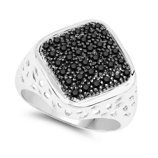 Anillo de plata de ley .925 con diamante negro auténtico de 0.54 quilates