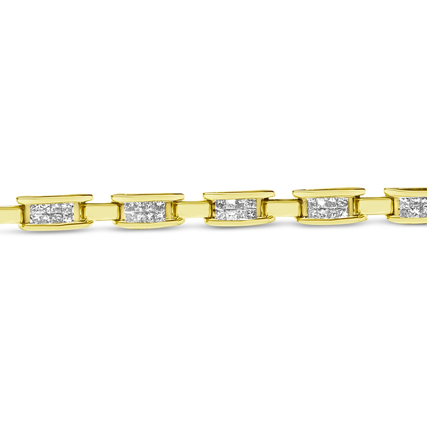 Pulsera de eslabones de amor con diamantes de talla princesa de oro amarillo de 14K (2,00 ct. en total, color H-I, claridad SI2-I1)