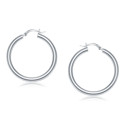 Pendientes de aro pulidos de oro blanco de 14k (40 mm)