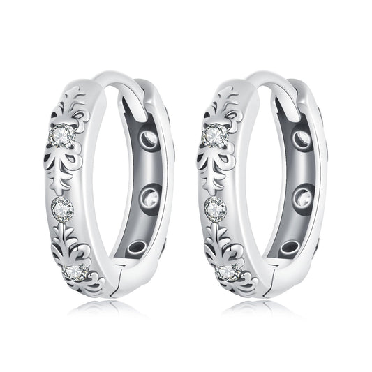 925 Sterling Silver Earrings with Oxidized Finish and Pavé Setting CZ for Women