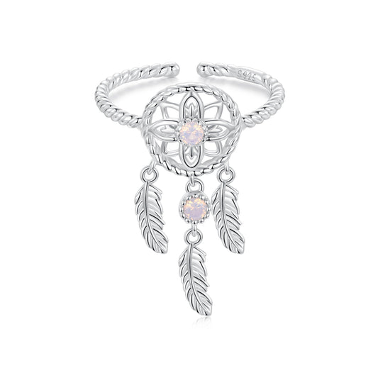 925 Sterling Silver Nano Opal Stone Ring for Women