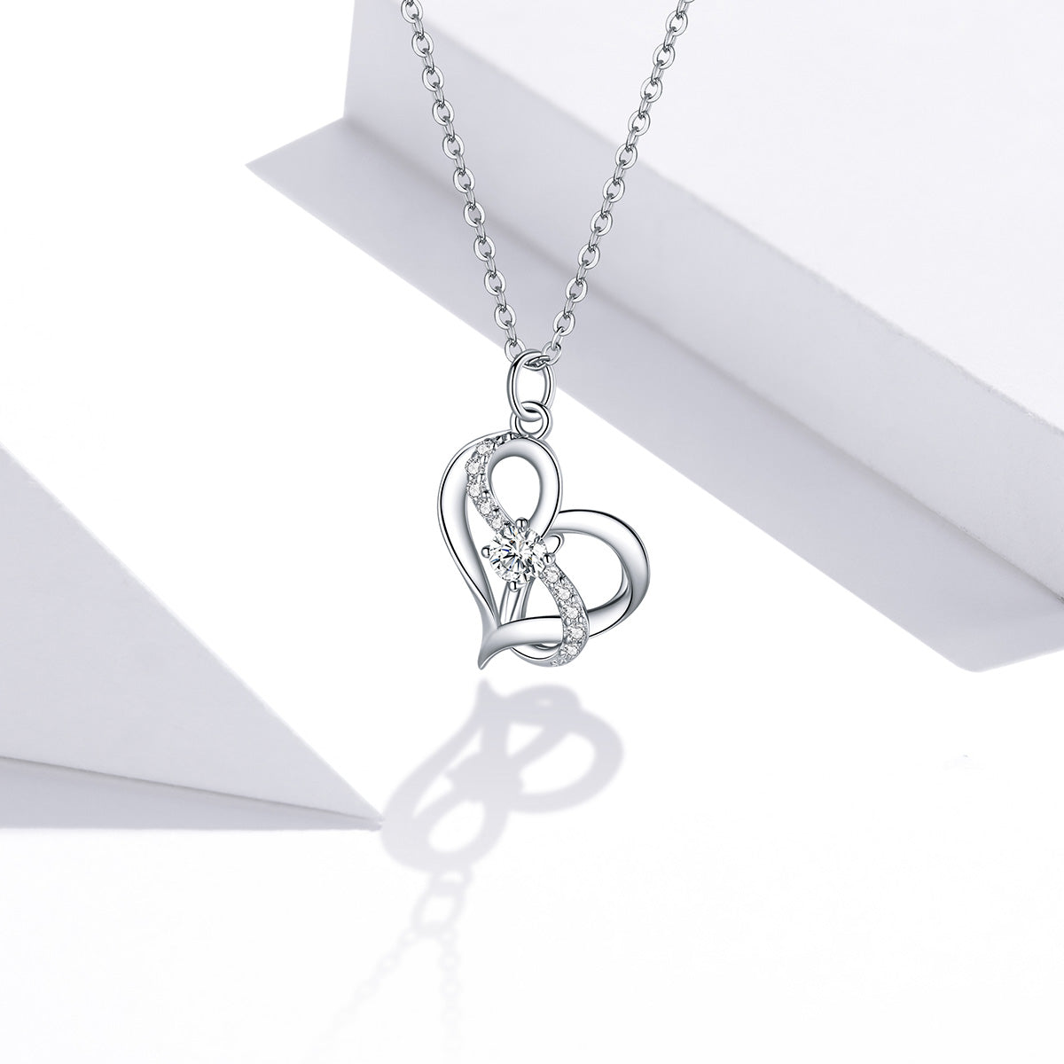 925 Sterling Silver Adjustable CZ Pendant Necklace