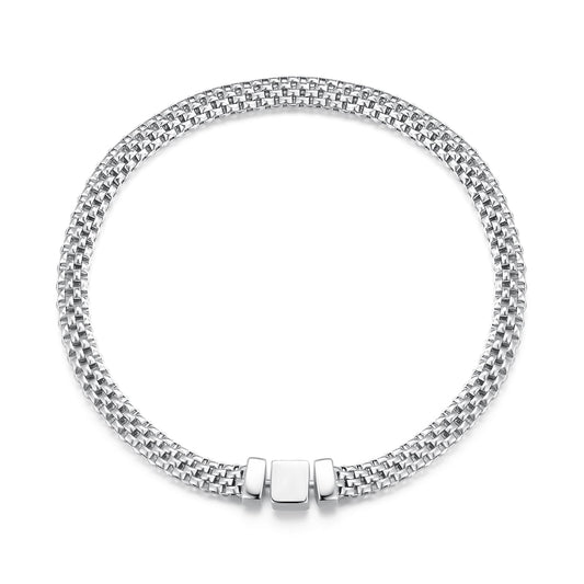 925 Sterling Silver Plated Platinum 17.0 Size Bracelet for Women