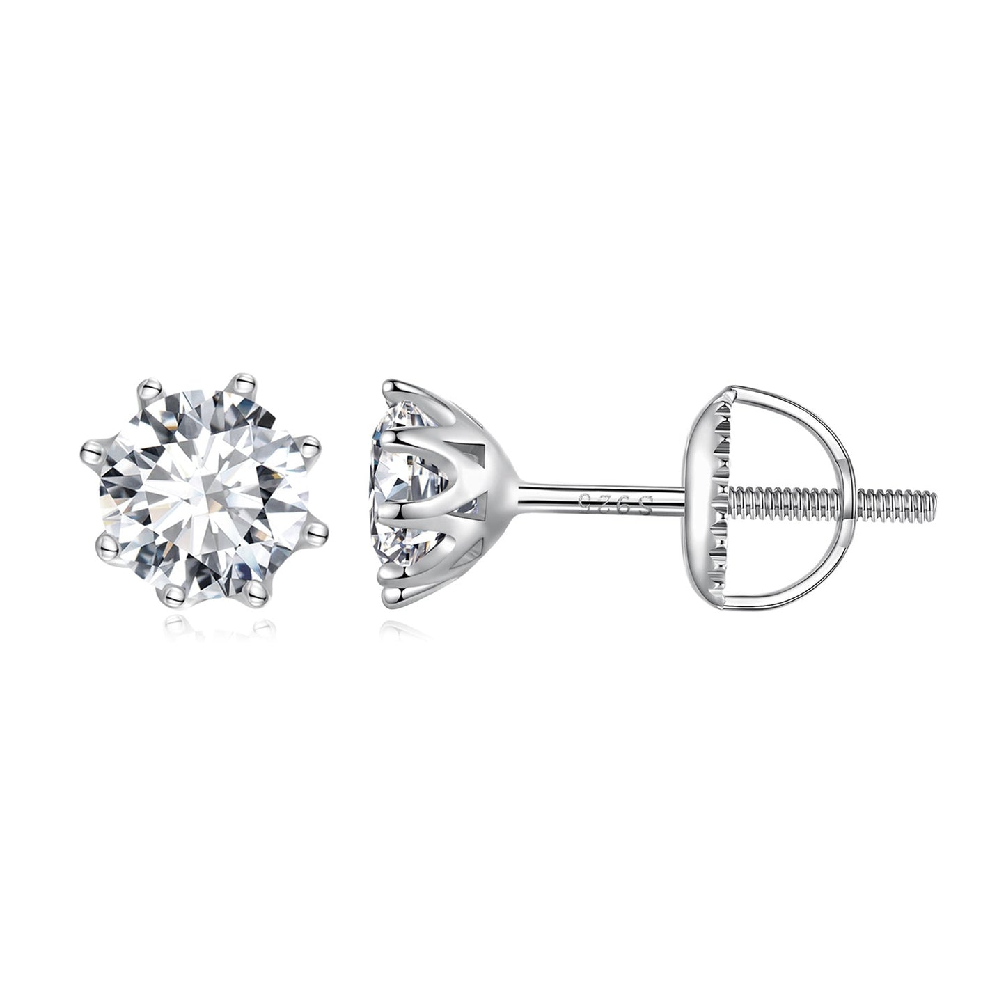 S925 Silver 0.5 Carat Moissanite Earrings 6.0mm for Women